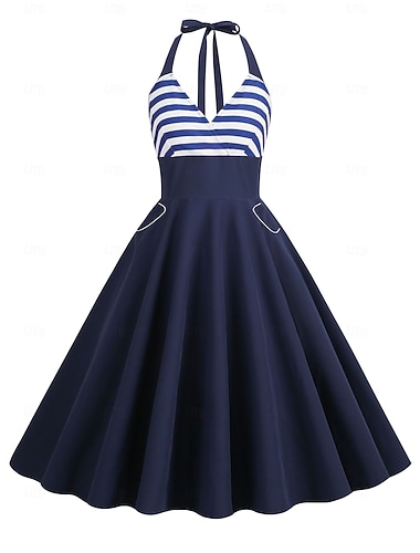  Dzień Niepodległości 250. rocznica USA Lata 50. Sukienka o kroju A Sukienka huśtawka Halter Flaga USA Strój na bal maskowy Damskie Bal maskowy 4 lipca Dzień Niepodległości Codzienne Wieczór panieński
