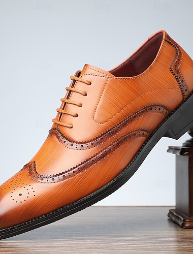  brunbrune brogue oxfords i imitert skinn for menn – stilige skoleballsko for stilige og formelle anledninger