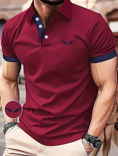  Herren Grafik Polo Kurzarm Polo-Shirts Hemden mit Kragen Business-Casual Schule Outdoor Athleisure Alltagskleidung 3D-Druck Sommer Schwarz Rote Blau