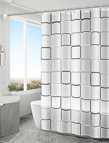  Shower Curtain with Hooks 180cm*180cm(70"*70") Polyester Machine Washable Waterproof Leaf Plant Simple Pattern