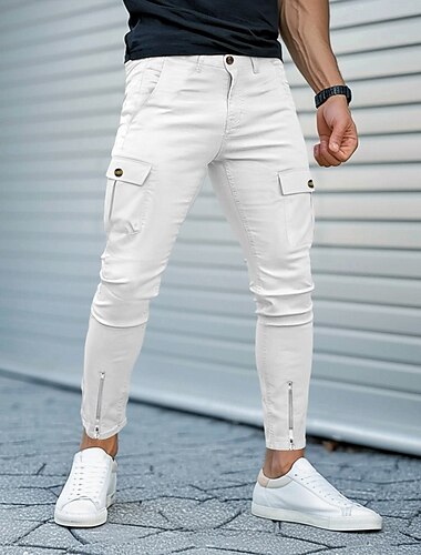  Per uomo Pantaloni Cargo Pantaloni Chinos Pantaloni Estivi Pantaloni casual Cerniera Multi-tasche Semplice Comodità Traspirante Lunghezza alla caviglia Casuale Quotidiano Ferie Vacanza Moda Nero