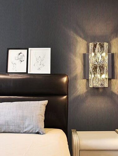  Aplique de pared LED blanco cálido, iluminación de montaje en pared, rectangular, para estantes de exhibición de interiores, luces de pared, elegante cristal antioxidante, 110-240 V