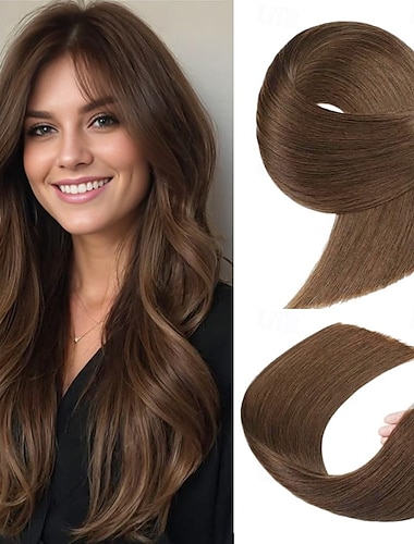  Extensions de cheveux humains sans couture, couleur marron 4#, cheveux lisses, 18 pouces, 60 g, 20 pièces