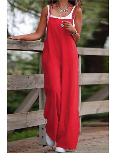  Per donna Normale Tuta Casual Tinta unica Senza Maniche Collo a U Tasca Streetwear Uscire Vestibilità regolare Verde militare Rosa polverosa Rosso Estate
