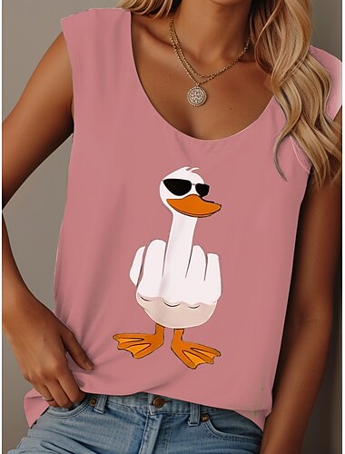  Damen Camisole-Tanktop Grafik Tiermotiv Graffiti Täglich Lässig Ärmellos Rundhalsausschnitt Rundausschnitt Normale Oberteile Täglich Druck Schwarz Rosa Blau Purpur Sommer Frühling