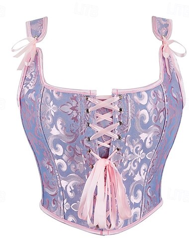  Retro Antiguo Medieval Renacimiento Faja Chaleco corpiño Feria del Renacimiento Acordonado Floral Jacquard Mujer Celta Fantasía Real Navidad Víspera de Todos los Santos Carnaval Fiesta Casual Diario