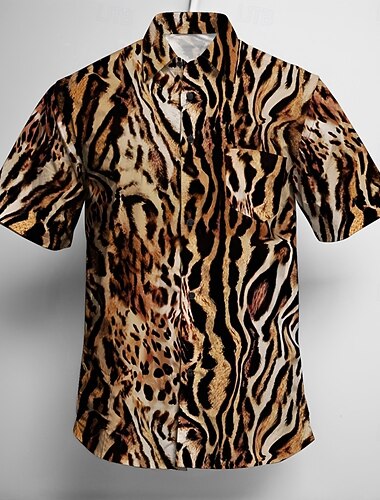  Retro / vintage 70-talet Skjorta Aloha skjorta Hippie Disk Leopard Maskeradkläder Herr Maskerad Semester Fest Prideparad Vuxna Skjorta