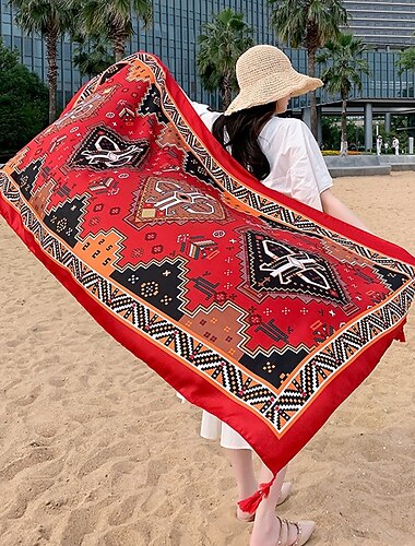  Lange sjaal in bohemian-stijl voor dames, ademend en veelzijdig, lichtgewicht chiffon sjaal voor nekdecoratie, bescherming tegen de zon in de zomer, omslagdoek voor airconditioning binnenshuis,
