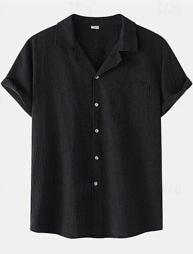  Per uomo Camicia Camicia casual Camicia con Bottoni Semplice Vacanza Streetwear Nero Bianco Giallo Blu marino scuro Manica Corta Bavero Estate Abbigliamento Bottonato