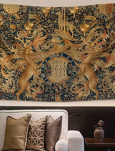  Medieval Tapestry Mittelalter Wandteppich Gotische Kunst Großer Wandteppich Mural Dekor Fotografie Hintergrund Zuhause Schlafzimmer Wohnzimmer Dekoration Wappen und Abzeichen von John
