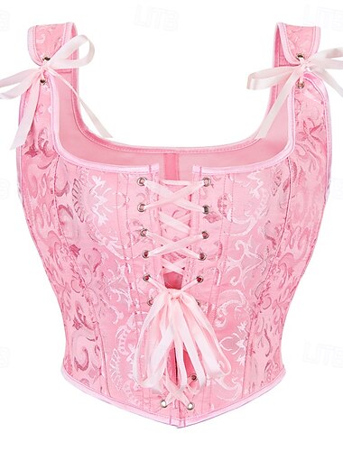  Retro Vintage Mittelalterlich Renaissance Korsett Weste Bustier Ren Faire Schnürung Blumen Jacquard Damen Keltisch Fantasie königlich Weihnachten Halloween Karneval Party Alltagstauglich LARP