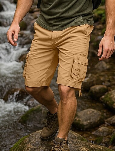  Homme Shorts cargo Short d'extérieur Short de camping Short décontracté Shorts de Randonnée Multi-poches Jambe Droite Uni Évacuation de l'Humidité Portable Longueur Genou Extérieur Occasionnel