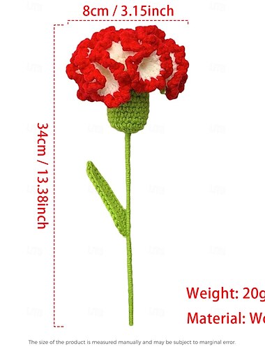  1 Zweig gehäkelte Rosenblüte, gestrickte Kunstblume für Wohndekoration, ewiges handgemachtes Geschenk für Frauen, Mädchen, Freunde, Geburtstag, Hochzeitsfeier