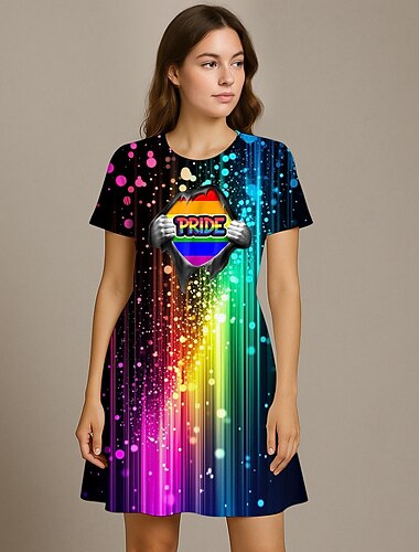  LGBT LGBTQ Sateenkaari A-Line-mekko Naisten Tyttöjen Lasten Aikuisten Pride-paraati Pride-kuukausi Karnevaali Helppo karnevaaliasu