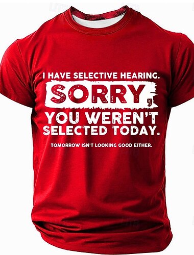  T-shirt drôle pour homme sur l'écoute sélective - T-shirt graphique avec citation sarcastique à manches courtes