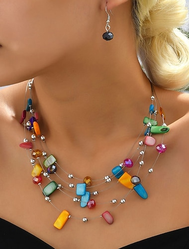  Oorbellenset 1 set Legering Oorbellen Kettingen Dames Modieus Sieraden set Voor Bruiloft gast Lahja Festival