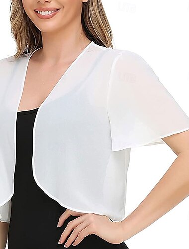  Ženský wrap elegantní sluneční ochrana krátký rukáv chiffon svatební wrapy s čistou barvou pro svatební léto