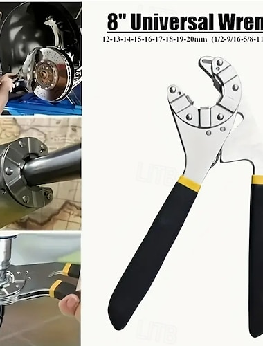  Clé universelle 8", clé plate, clé magique, compatible avec les écrous inférieurs à 3/4"