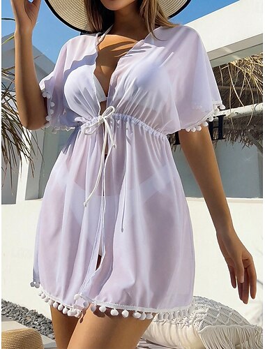  Costumi da bagno donna Coprire Abito da mare Costume da bagno Trasparente Vacanze Abbigliamento da spiaggia Senza maniche Costumi da bagno semplici