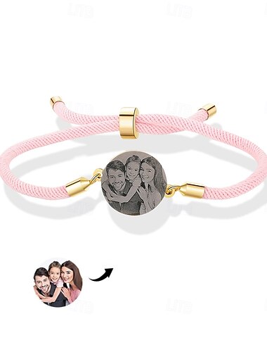  personalisiertes geflochtenes Seilarmband mit individueller Fotogravur, Geschenk für den Partner, Eltern, Freunde, die beste Freundin, ideal für Muttertag, Vatertag, Abschlussfeier, Valentinstag,