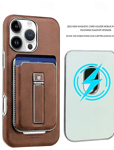  telefono Custodia Per Apple AirTag iPhone 16 Pro Max Plus iPhone 15 14 Pro Max Plus iPhone 13 12 Pro Max Copertura Posteriore Custodia ad adsorbimento magnetico con Supporto Magnetico Supporta la
