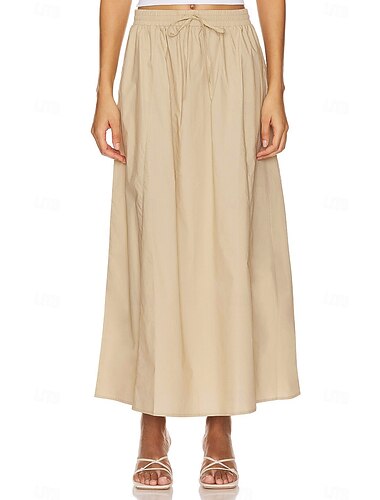  Retro Antiguo Medieval Renacimiento Longitud Larga Falda Cottagecore Color sólido Mujer Fantasía Vacaciones LARP Feria Ren Adulto Falda Primavera verano