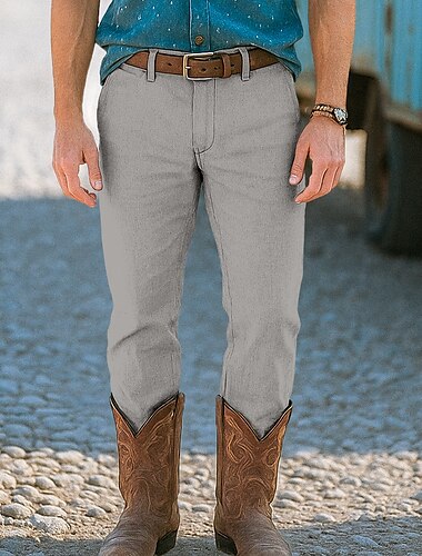  Herren Anzughose Leinenhosen Hose Sommerhose Strandhose Fronttasche Gerader Schnitt Einfach Komfort Atmungsaktiv Volle Länge Formell Geschäft Ferien Urlaub Mode Schwarz Weiß