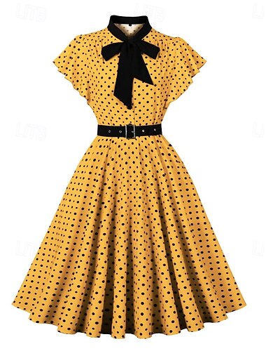  Tupfen Retro Vintage 1950er Kleid Swing-Kleid Tupfen Damen Karneval Maskerade Alltagskleidung Junggesellinnenabschiedsparty Erwachsene Kleid Abschlussballkleider