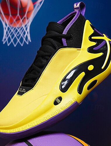  Chaussures de basket-ball jaunes et noires pour hommes au design dynamique – baskets légères pour le basket-ball et les performances sportives