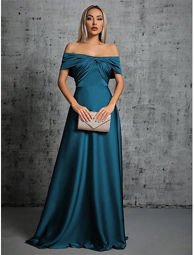  A-Linie Quinceanera-Kleider Elegant Kleid Formell Hochzeit Bodenlang Ärmellos Schulterfrei Satin mit Falten 2025