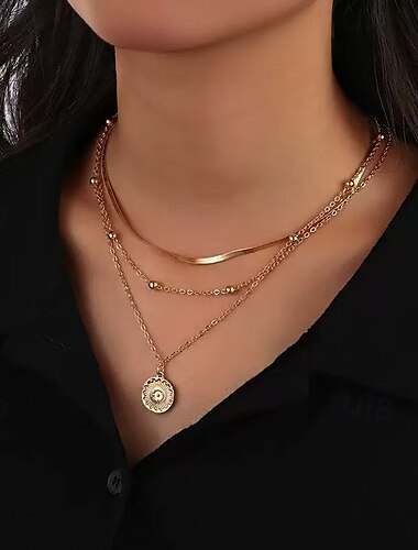  Halskette Chrom Damen elegant schlicht süß klassisch Halskette für Arbeit Geschenk Alltag