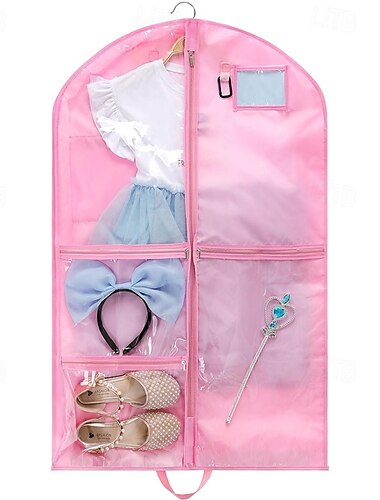  Kleidersack für Kinder mit 5 Taschen, 210D Oxford-Gewebe, kurze, faltbare Kostüm-Aufbewahrungshülle, waschbare, staubdichte Kleidertasche für Aufführungen, Konzerte, Reisen, Wettbewerbe, Uniformen