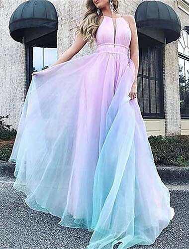  Aラインキンセニエラドレス エレガントドレス 結婚式 結婚式ゲスト フロアレングス ノースリーブ ホルターネック コットン バックレス プリーツ付き