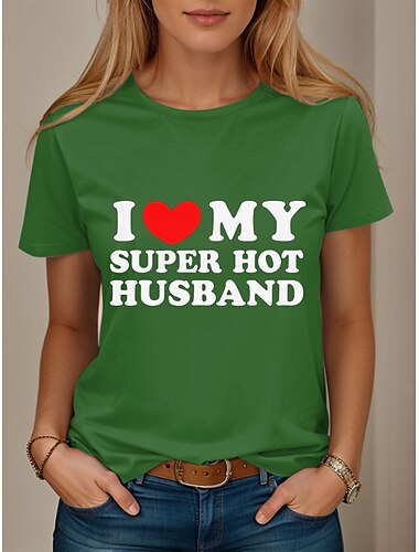  Damen T Shirt Grafik Buchstabe Vintage Stilvoll Lässig Kurzarm Rundhalsausschnitt Normale Oberteile Täglich Wochenende Druck Blau Grün Grau Sommer