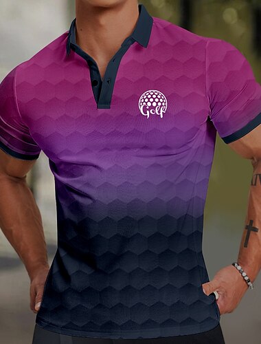  Pánské Tónované Golf Sportovní polokošile Krátký rukáv Polo tričko Košile s límečkem Na běžné nošení Venkovní Sport Denní nošení 3D tisk Léto Fialová