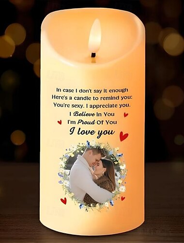  personalisierte Foto-LED-Kerze, romantisches Hochzeitsgeschenk für Frau, Mann, Freundin oder Freund, Valentinstag, Geburtstag, Jubiläumsdekoration