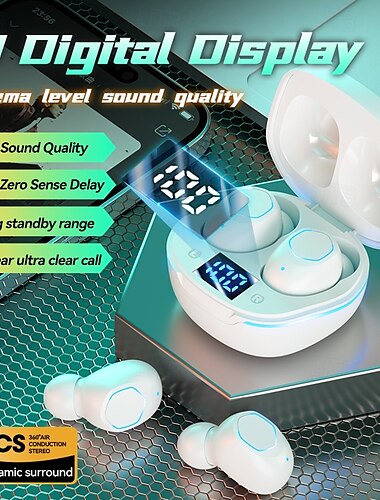  auricolari bluetooth wireless tws cuffie con display di alimentazione a LED auricolari stereo in-ear con microfono