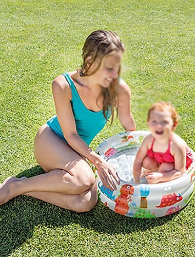  Schwimmbecken aufblasbares Schwimmbecken tragbares Außenstrandbecken Badewanne dreiringiges rundes Schwimmbecken