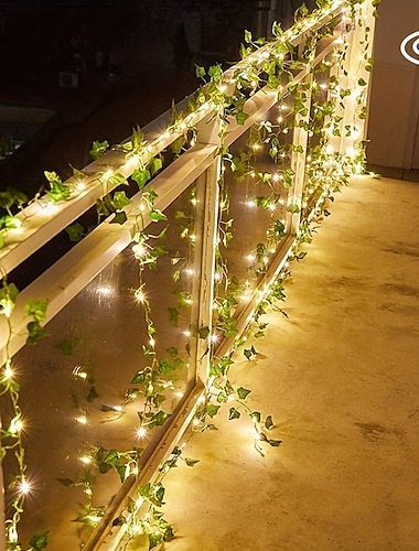  solar wijnstok lichtslingers klimop verlichting led kunstmatige rotan groene plant led solar string light outdoor waterdichte led string opknoping lichten voor tuin hek muur opknoping bruiloft