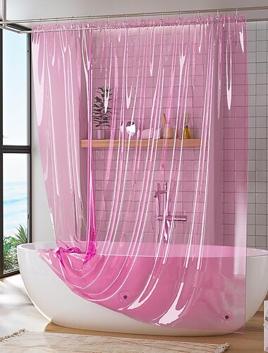  Подкладка для шторки для душа пластиковая шторка PEVA 183 см*183 см 72x72" легкая водонепроницаемая шторка для душа с магнитами и противоржавыми люверсами прозрачная розовая