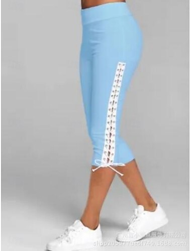  Női Leggings Capri Nadrágok Melegítő Nadrágok Crop Aktív Sport Átmeneti Magas Derék Egyszínű Foltvarrás Kényelmes Puha Kényelmes Mikró-elasztikus Kültéri Jóga Athlétika Fekete Fehér Rózsaszín Égkék