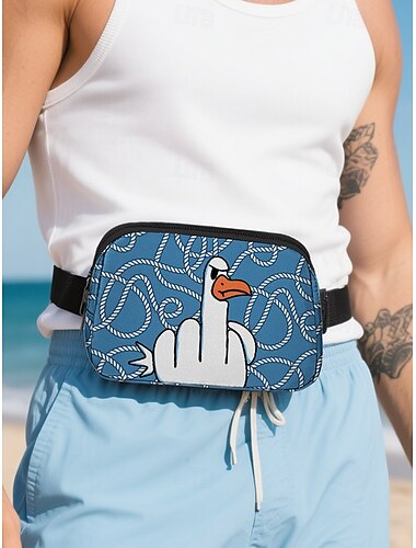  Herren-Crossbody-Bauchtasche mit lustiger Entengrafik – verstellbare, wasserdichte Gürteltasche für Reisen, Freizeit und Outdoor-Aktivitäten