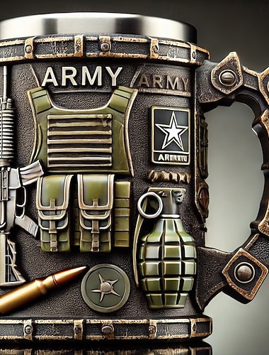  Mok ter herdenking van het 250-jarig jubileum van het leger, patriottisch cadeau voor mannen op 4 juli, onafhankelijkheidsdag, veteranendag, verzamelmok van het Amerikaanse Korps Mariniers, creatief drinkgerei van hars en roestvrij staal