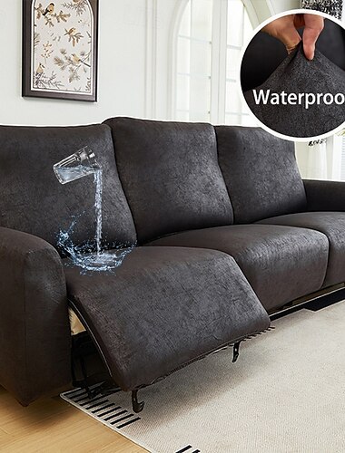  Funda de sofá reclinable impermeable de 1/2/3 asientos, funda de sillón de cuero sintético, funda elástica de color sólido para relajarse en el sofá individual, fundas para el hogar y el hotel