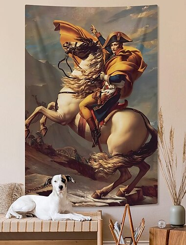  Vintage Wandteppich Großer Wandteppich Wandgemälde Foto Hintergrund Zuhause Schlafzimmer Wohnzimmer Dekoration Napoleon der die Alpen am St. Bernard Pass überquert