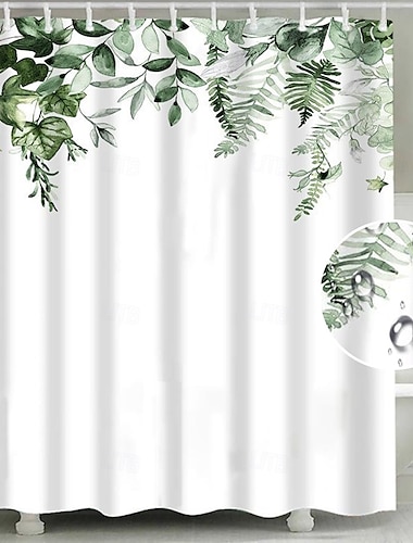  Douchegordijn met haken 180 cm * 180 cm (70" * 70") polyester wasbaar waterdicht landschap plantenbladpatroon
