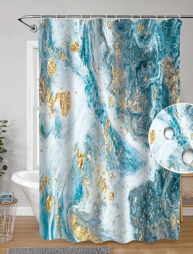  Duschvorhang mit Haken 200 cm hoch duschvorhang waschbar Polyester Wasserfest Marmor abstraktes Muster