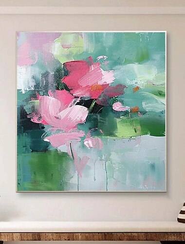  pictură mare peisaj de flori pictate manual pe pânză pictură florală pastelată peisaj cu flori de primăvară pictură de artă de perete pictură mare de artă de perete pentru decor camera de zi