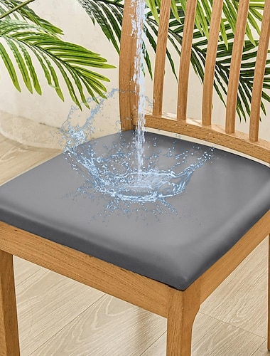  Funda elástica para silla de cocina, funda para asiento de silla blanca, negra y gris, elástica de cuero pu para comedor, fiesta, hotel, boda, lavable suave