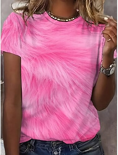  Femmes T-shirt Hauts d'été Graphique Dégradé de couleur Classique Occasionnel Manche Courte Col ras du cou Hauts courts Quotidien Week-end Imprimé Rose Été Printemps Automne